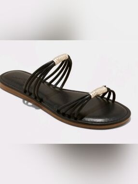 Universal Thread Women's Sandals Black Aura Two Band Slide New . Size 8 & 8.5